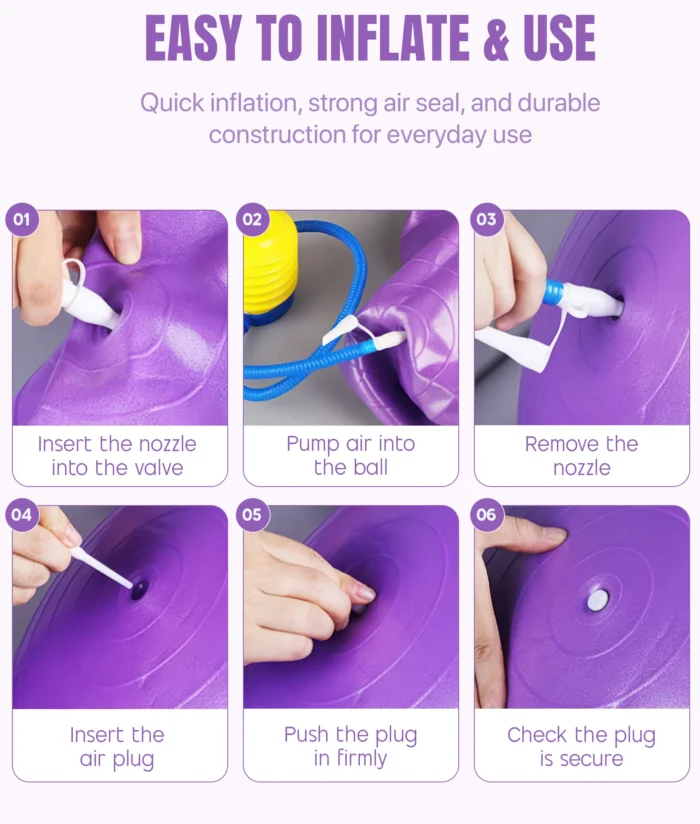 65cm exercise ball with free foot pump and spare plugs